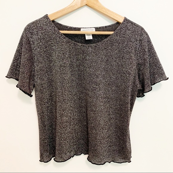 Urban Outfitters Sparkly 90s Silver Wavy Crop Top - Picture 1 of 6